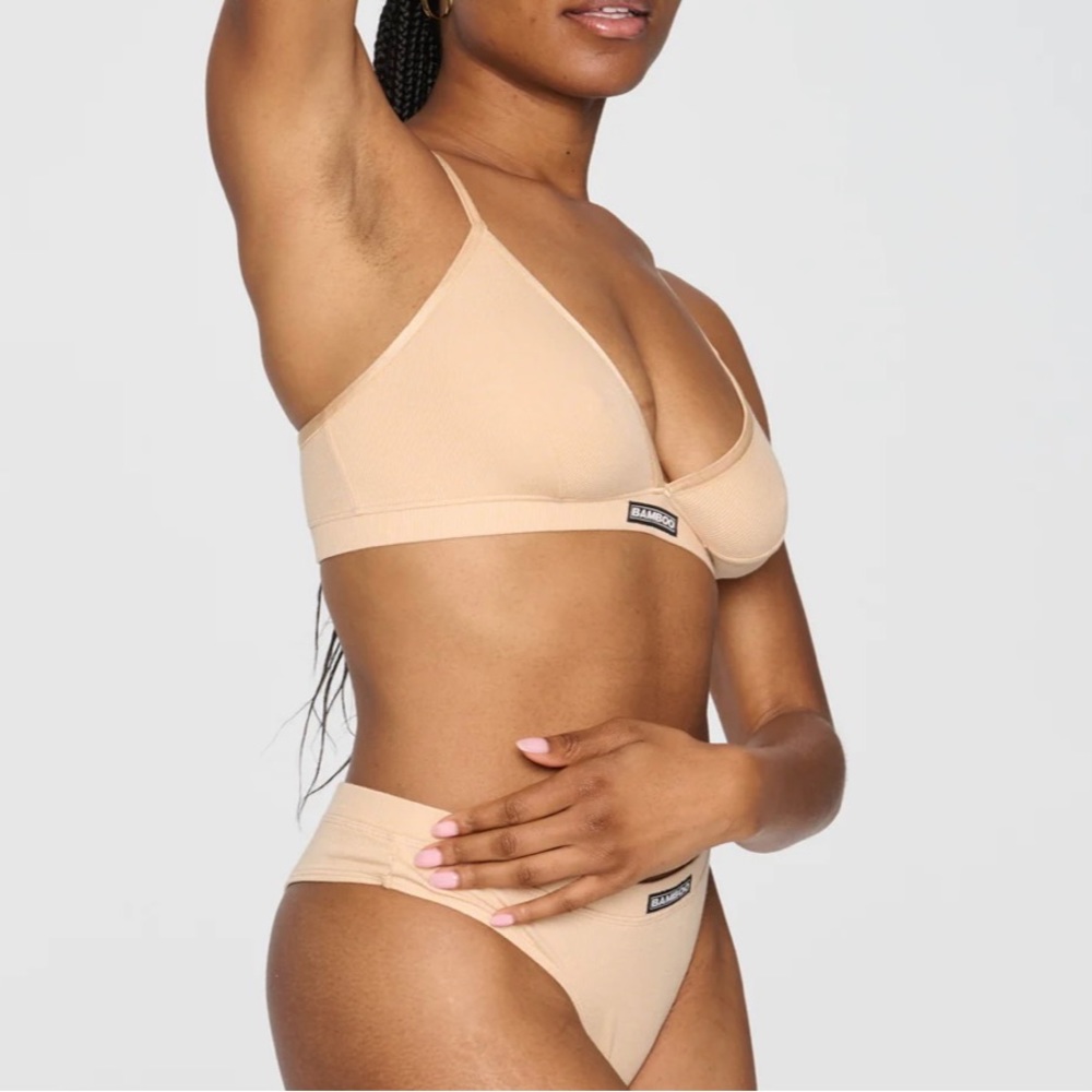 NWT BAMBOO UNDERWEAR set of 3 triangle ribbed bralettes size L